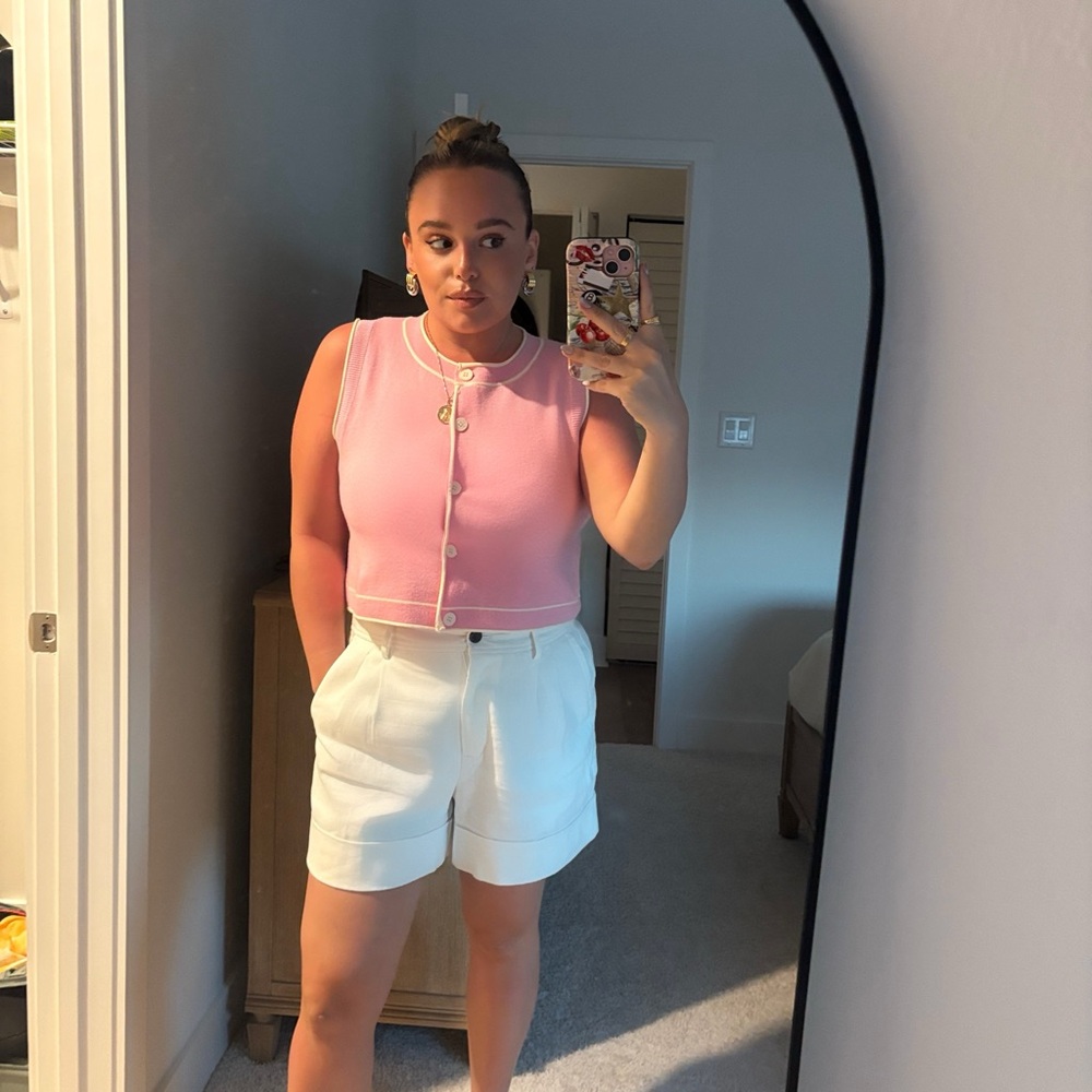 Pink Sleeveless Button-Up Top